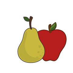 red apple and green pear. healthy  fruit food. vector illustration