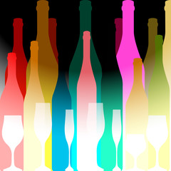 Colored silhouettes of bottles