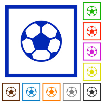 Soccer ball framed flat icons