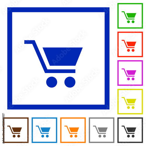 "Empty cart framed flat icons" Stock image and royaltyfree vector