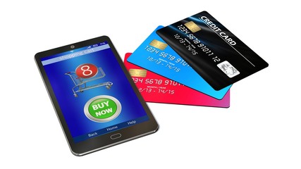 Smart phone with credit Card - mobile payment concept