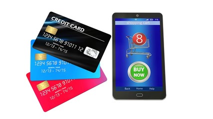 Smart phone with credit Card - mobile payment concept