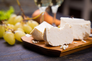 cheese with grape and wine