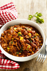 Meat stew with beans and corn