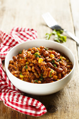 Meat stew with beans and corn