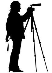 Man with a camera on white background