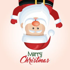 santa claus hanging merry christmas isolated vector illustration