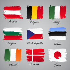 Hand-painted nation flag collection