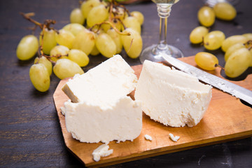 cheese with grape and wine