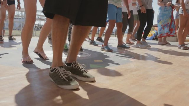 Close up of Legs Dancing People on the Dance Floor During the Master Class