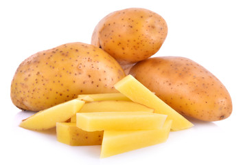 Potato sticks, white background