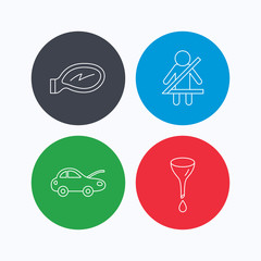 Car mirror repair, oil change and seat belt.