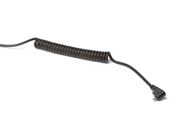 Black power cable socket isolated on white background