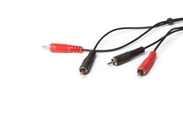 Audio and video jacks isolated on white