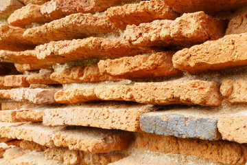 Detail of an old brick wall