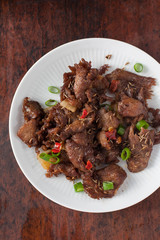 Spicy cumin lamb - traditional Uyghur dish  from Xinjiang region in China. 