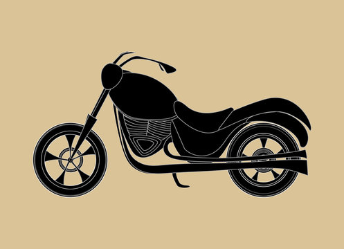 Vector motorcycle icon, transport background, "handdrawn on the old grey paper" effect