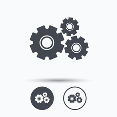 Cogwheels icon. Repair service sign.