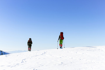 Fototapeta na wymiar Winter hiking.