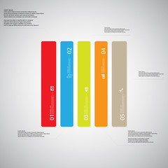 Rectangle illustration template consists of five color parts on light background