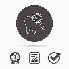 Dental diagnostic icon. Tooth hygiene sign.