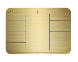  credit card chip gold isolated on white