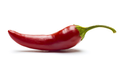 red chili or chilli cayenne pepper isolated on white background cutout