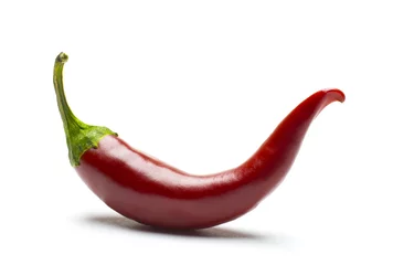 Fotobehang red chili or chilli cayenne pepper isolated on white background cutout © ppicasso