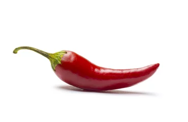 Fotobehang red chili or chilli cayenne pepper isolated on white background cutout © ppicasso