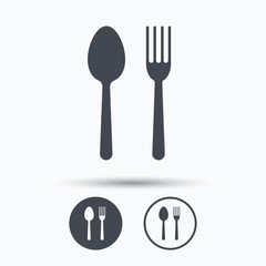 Food icons. Fork and spoon sign.