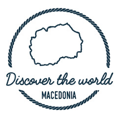 Macedonia, the Former Yugoslav Republic Of Map Outline... Vintage Discover the World Rubber Stamp with Macedonia, the Former Yugoslav Republic Of Map..