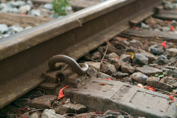 Peg rails / View of railroad. Focus on peg rails.