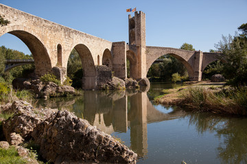 Fototapeta na wymiar Puente de piedra medieval sobre el rio