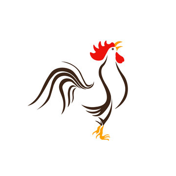 Image of a rooster on a white background. 2017- year of the rooster. illustration