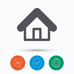 Home icon. House building sign.