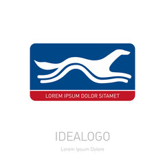 Stylized running dog. Vector logotype or design element in a mod