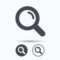 Magnifier icon. Search magnifying glass sign.