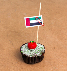 flag of uae on a cupcake