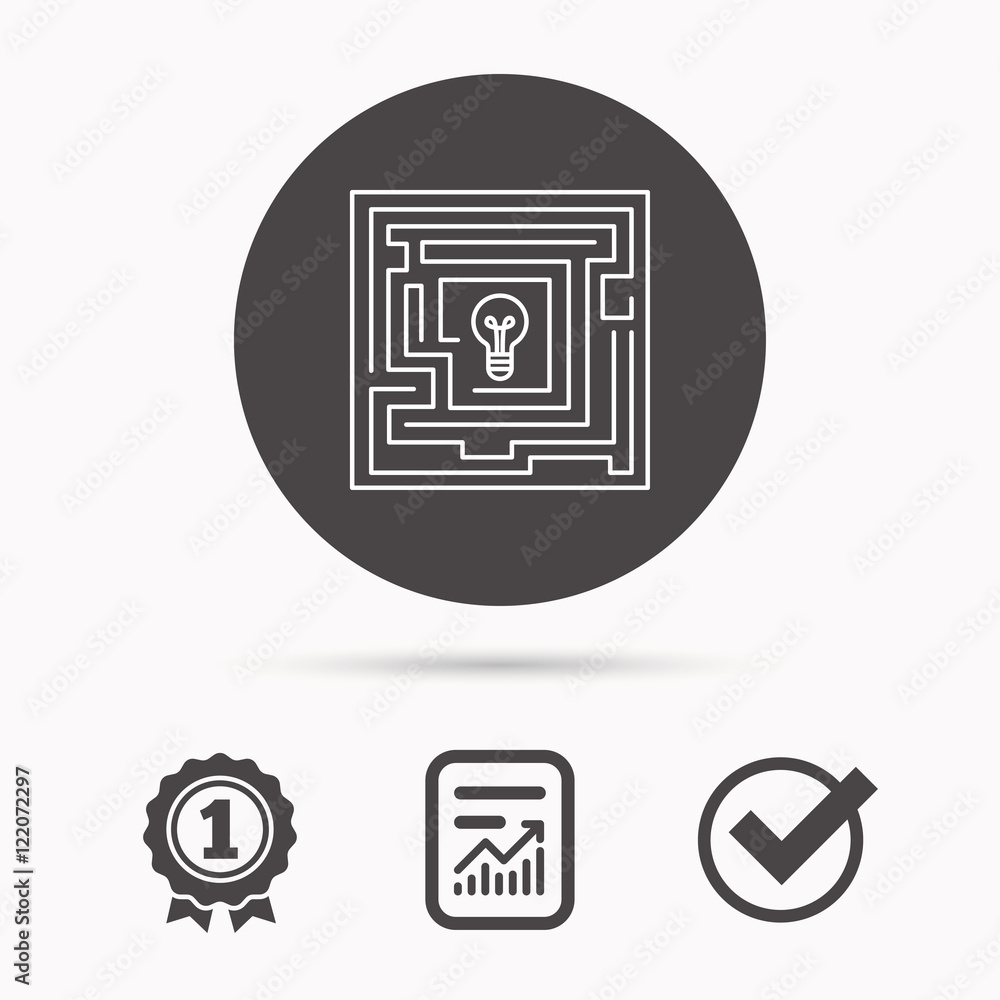Poster labyrinth icon. problem challenge sign.
