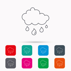 Rain icon. Water drops and cloud sign.