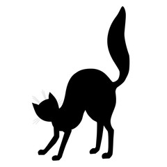 Black cat silhouette. Halloween design element. Vector illustration
