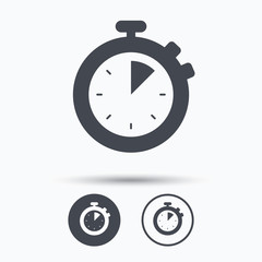 Stopwatch icon. Timer or clock device sign.