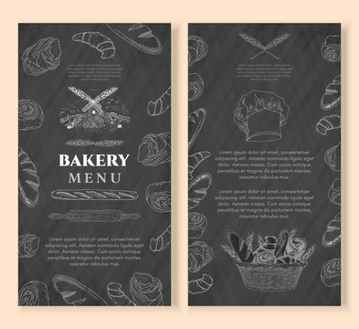 Bakery design template chalkboard vintage style. Baking products