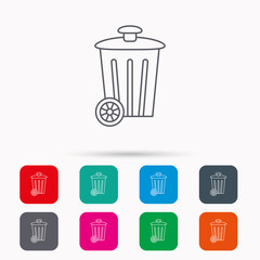 Recycle bin icon. Trash container sign.