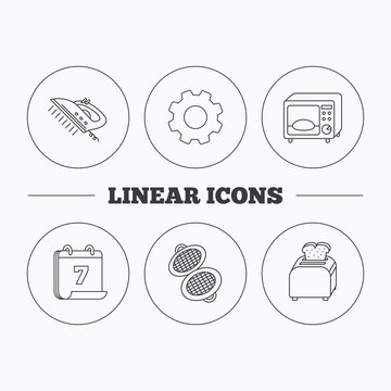 Microwave oven, waffle-iron and toaster icons.