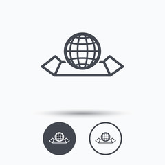 World map icon. Globe sign.