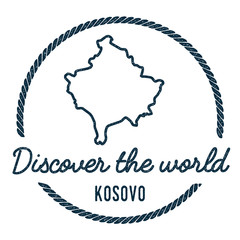 Kosovo Map Outline. Vintage Discover the World Rubber Stamp with Kosovo Map. Hipster Style Nautical Rubber Stamp, with Round Rope Border. Country Map Vector Illustration.