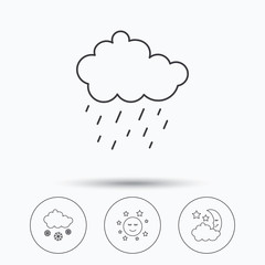 Weather, night and rain icons. Moon night.