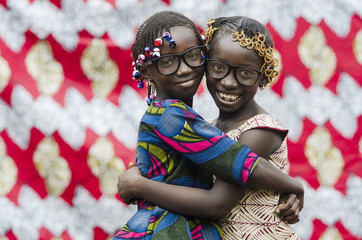 Embracing Friends - Beautiful African Girls Smiling together