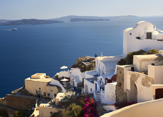 Travel to Greece. Beautiful scenery on Island Santorini.